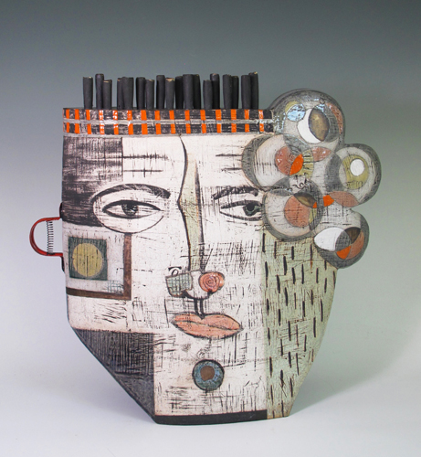 "Rain Man" Ceramic, 22" x 20" x 5" by artist Sheryl Zacharia. See her portfolio by visiting www.ArtsyShark.com