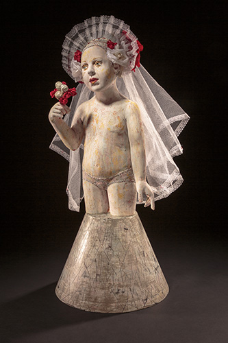 “Rite of Passage” Porcelain and Mixed Media, 13” x 33” x 13” by artist Kirsten Stingle. See her portfolio by visiting www.ArtsyShark.com