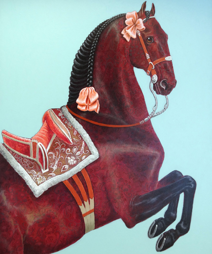 "Johann" Acrylic on Fabric on Cradled Panel, 36" x 48"by artist Ande Hall. See her portfolio by visiting www.ArtsyShark.com