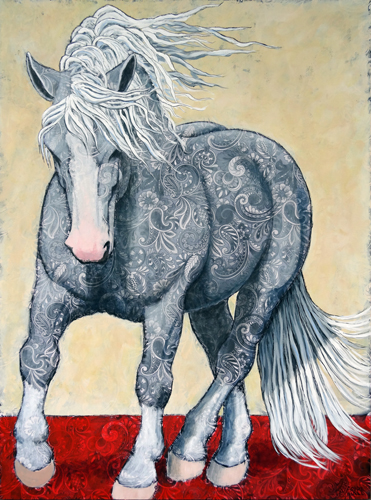 "Power" Acrylic on Fabric on Cradled Panel, 36" x 48"by artist Ande Hall. See her portfolio by visiting www.ArtsyShark.com
