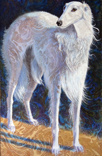 "Incandescent" Acrylic on Fabric on Cradled Panel, 24" x 48" by artist Ande Hall. See her portfolio by visiting www.ArtsyShark.com