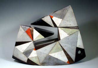 "Triangular Conversation" Ceramic, 24" x 18" x 6" by artist Sheryl Zacharia. See her portfolio by visiting www.ArtsyShark.com