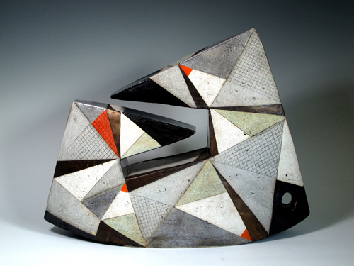 "Triangular Conversation" Ceramic, 24" x 18" x 6" by artist Sheryl Zacharia. See her portfolio by visiting www.ArtsyShark.com