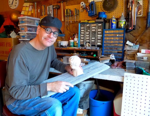 Artist Brian Schorn in his studio