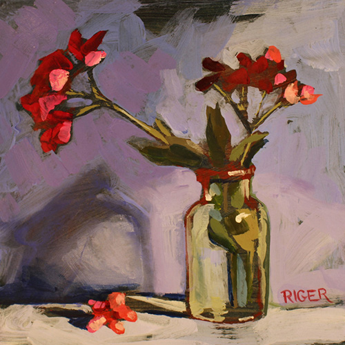 “Beauty Buds” Acrylic on Board, 6” x 6” by artist Sue Riger. See her portfolio by visiting www.ArtsyShark.com