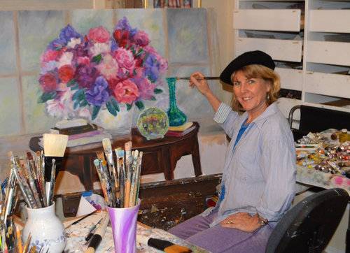 Artist Beth Haizlip in her studio