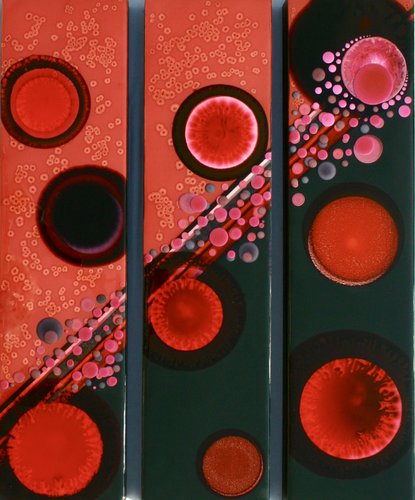 “Between Waking and Dreams” Triptych - Alcohol and Acrylic Inks, Resin on Claybord™, Each panel 6” x 24” x 2” by artist Jeanne Rhea. See her portfolio by visiting www.ArtsyShark.com