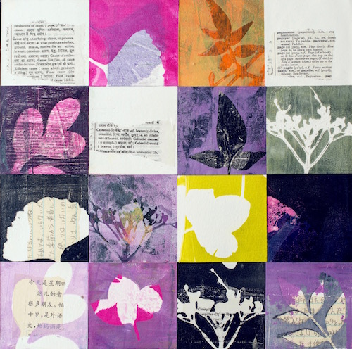“Celestial” Monoprint Collage, 12” x 12" by artist Hannah Hunter. See her portfolio by visiting www.ArtsyShark.com