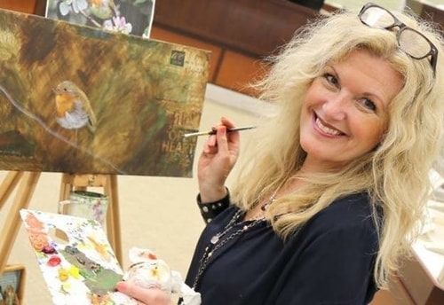 Artist Colleen Darby in her studio