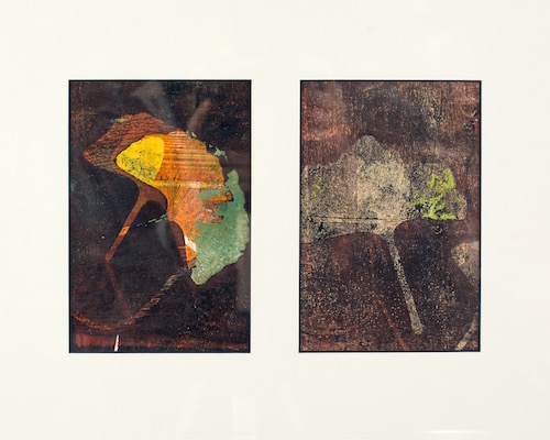 “Gingkos” Diptych, Monoprint, 13” x 9” by artist Hannah Hunter. See her portfolio by visiting www.ArtsyShark.com