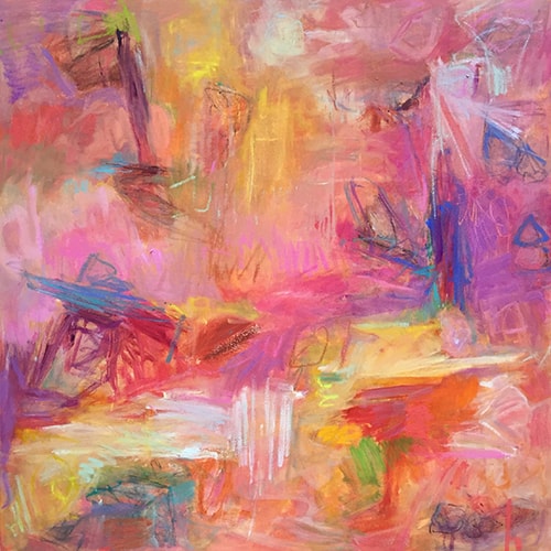 "Hiking Zion" Oil on Canvas, 48" x 48"by artist Trixie Pitts. See her portfolio by visiting www.ArtsyShark.com