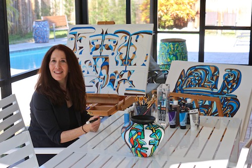 Artist Jill Lefkowitz in her studio