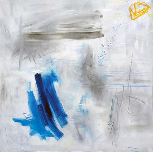 "Partially Cloudy" Oil on Canvas, 48" x 48" by artist Trixie Pitts. See her portfolio by visiting www.ArtsyShark.com