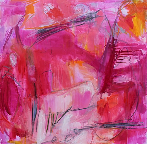 "Red Rover" Oil on Canvas, 48" x 48"by artist Trixie Pitts. See her portfolio by visiting www.ArtsyShark.com