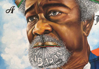 "Soyinka (An African Literary Icon)" oil on canvas, 24" x 36" by O. Yemi Tubi. See his artist feature at www.ArtsyShark.com