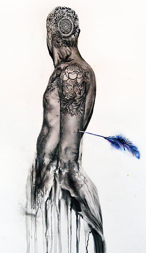 "Swan" Watercolour on Paper, 120cm x 150cm by artist Martha Zmpounou. See her portfolio by visiting www.ArtsyShark.com