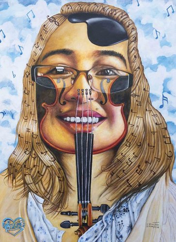 "The Violinist" oil on canvas, 18" x 24" by artist O. Yemi Tubi. See his artist feature at www.ArtsyShark.com