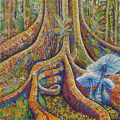 “Buttress Roots” Acrylic on Canvas, 90cm x 90cmby artist Tina Dinte. See her portfolio by visiting www.ArtsyShark.com