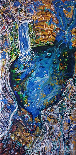 “Waterfall” Acrylic on Canvas, 45cm x 92cm by artist Tina Dinte. See her portfolio by visiting www.ArtsyShark.com