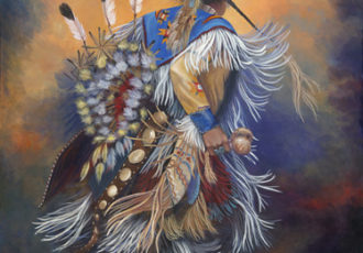 “Dancer in Regalia #12” Acrylic, 30" x 40" by artist Victoria Mauldin. See her portfolio by visiting www.ArtsyShark.com
