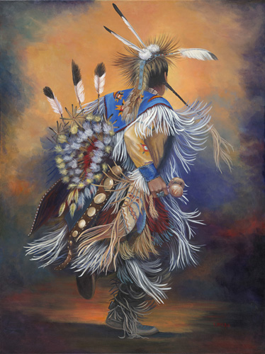 “Dancer in Regalia #12” Acrylic, 30" x 40" by artist Victoria Mauldin. See her portfolio by visiting www.ArtsyShark.com