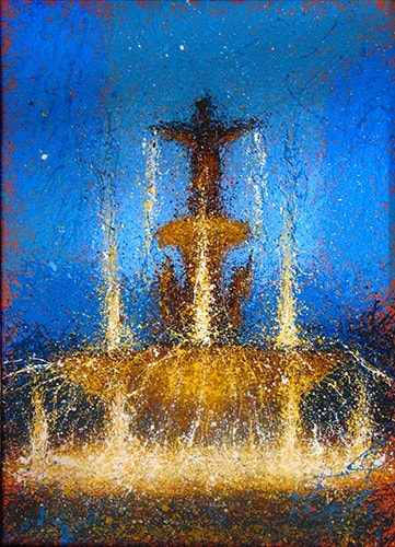 "Fountain Square" Acrylic, 18” x 24” by artist Billy Tackett. See his portfolio by visiting www.ArtsyShark.com