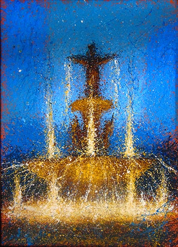 "Fountain Square" Acrylic, 18” x 24” by artist Billy Tackett. See his portfolio by visiting www.ArtsyShark.com