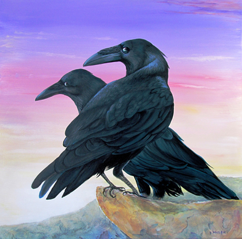 “Raven Partners” Acrylic, 20” x 20”by artist Victoria Mauldin. See her portfolio by visiting www.ArtsyShark.com
