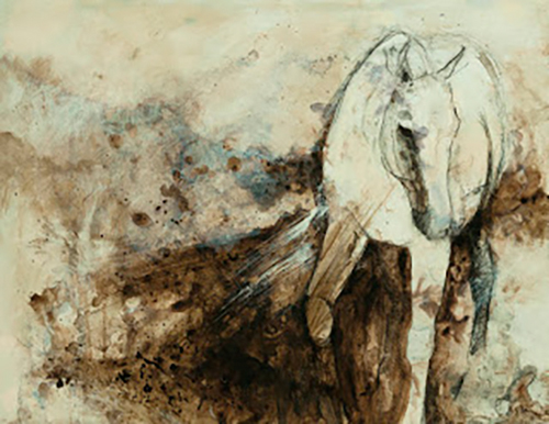 “Comin’ In” Acrylic, Charcoal and Graphite on Yupo, 23” x 17”by artist C. Tanner Jensen. See her portfolio by visiting www.ArtsyShark.com 