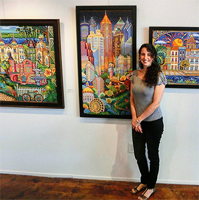 Artist Daniella Willet-Rabin with her Paintings. See her portfolio by visiting www.ArtsyShark.com