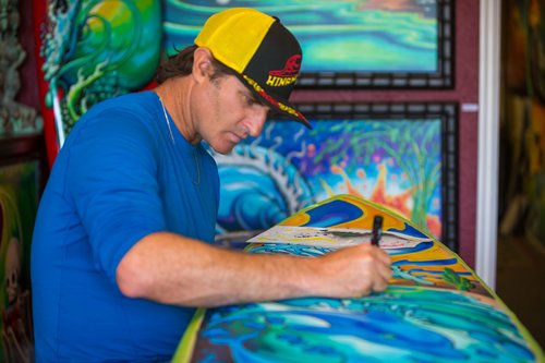 Artist Drew Brophy in the studio. Photo credit: Larry Beard