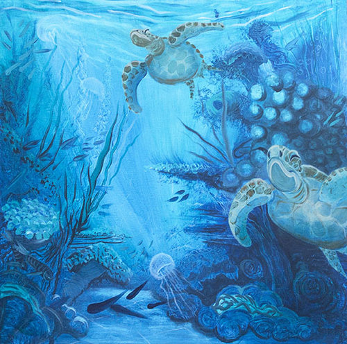 “Evolution” Matisse Acrylic on Stretched Canvas, 550cm x 550cm by artist Caroline Deeble. See her portfolio by visiting www.ArtsyShark.com