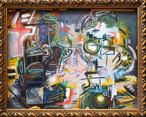 “Extravaganza II” Mixed Media on Canvas, 27” x 23”by artist Jak Ruiz. See his portfolio by visiting www.ArtsyShark.com