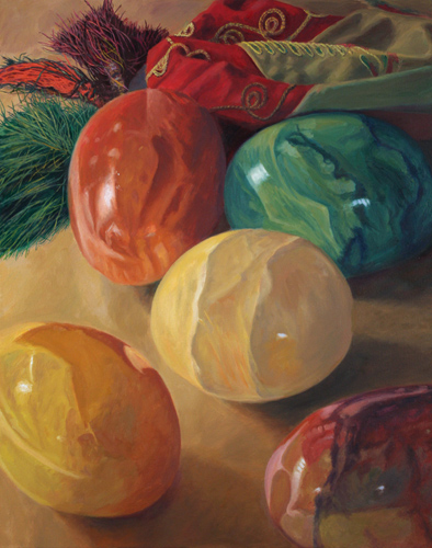 "Five Marble Eggs" Oil on Canvas, 24" x 30"by artist Douglas Newton. See his portfolio by visiting www.ArtsyShark.com 