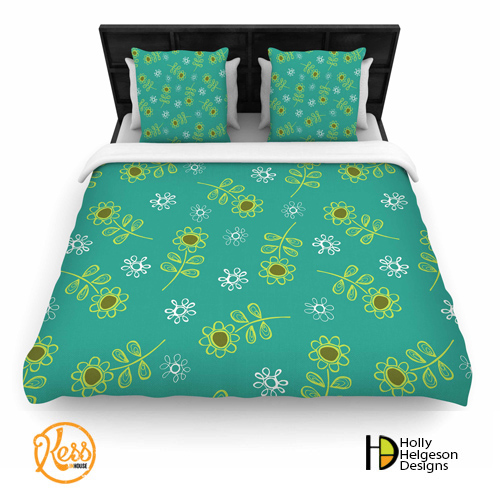 "Ditsy Daisy Floral" (Woven Duvet Cover) Surface Design by Holly Helgeson. See her portfolio by visiting www.ArtsyShark.com.