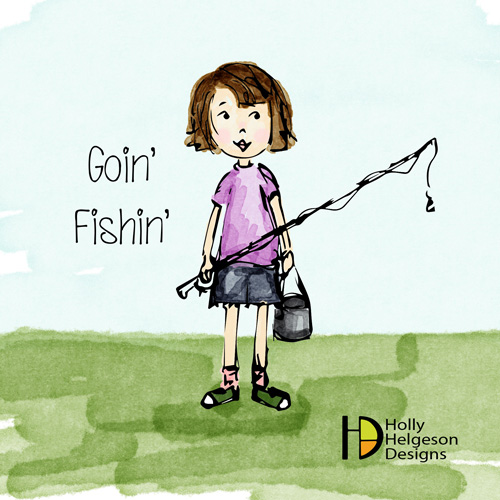 "Goin Fishin" Drawing by Holly Helgeson.See her portfolio by visiting www.ArtsyShark.com. 
