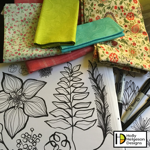 Artist Holly Helgeson's Sketches and Inspiration Fabric. See her portfolio by visiting www.ArtsyShark.com.
