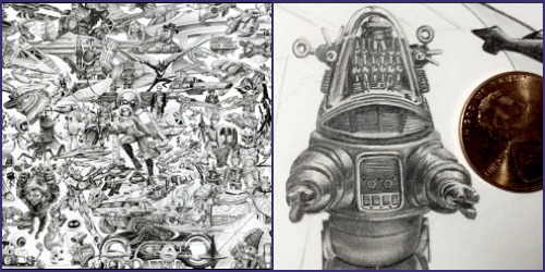 "Science Fiction 2" pencil drawing by artist James Becker; detail right