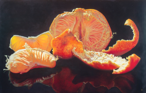 "Lucent Mandarin" Oil on Linen, 150cm x 90cm by artist Anne-Marie Zanetti. See her portfolio by visiting www.ArtsyShark.com