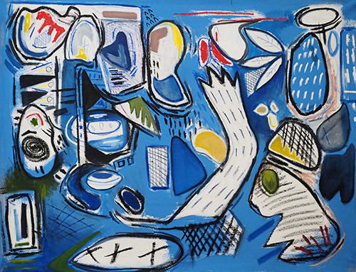 “Play with me” Mixed Media on Canvas, 55” x 43.5” by artist Jak Ruiz. See his portfolio by visiting www.ArtsyShark.com