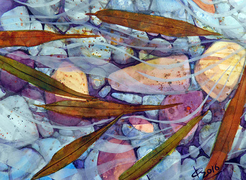 “Rock Pools” Holbein Watercolour on Canson Paper, 28cm x 20cm by artist Caroline Deeble. See her portfolio by visiting www.ArtsyShark.com