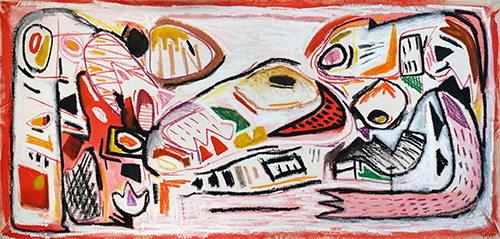 “Spring Fling” Mixed Media on Canvas, 58” x 26.5” by artist Jak Ruiz. See his portfolio by visiting www.ArtsyShark.com
