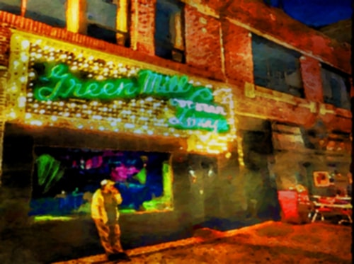“Green Mill Lounge, Chicago” Digital Art on Wrapped Canvas, 30” X 20” by artist Robert Van Praag. See his portfolio by visiting www.ArtsyShark.com