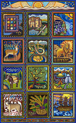 "Twelve Tribes of Israel" Acrylic, 30" x 48" by artist Daniella Willet-Rabin. See her portfolio by visiting www.ArtsyShark.com