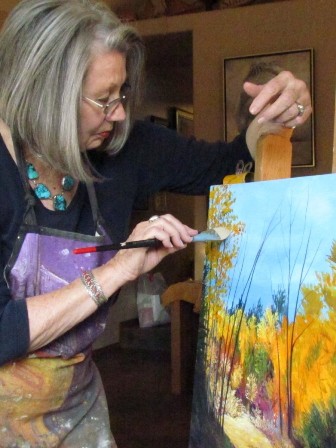 Artist Victoria Mauldin at work in her studio. See her portfolio by visiting www.ArtsyShark.com