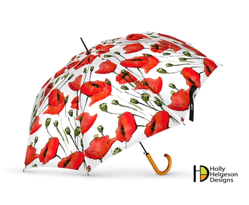 "Poppies" (Umbrella Mock-up) Surface Design by Holly Helgeson. See her portfolio by visiting www.ArtsyShark.com.