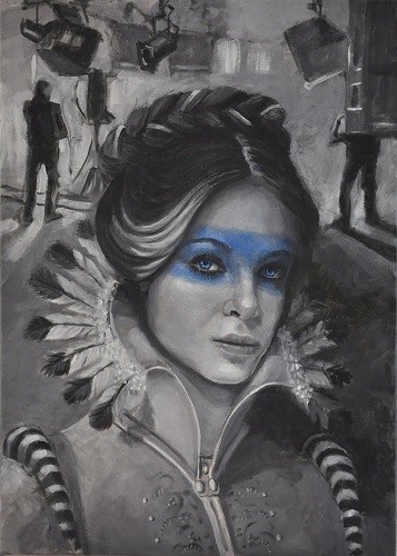 “Cliché 1 – Film Set Blue Lady” Acrylic on Canvas, 50cm x 70cm by artist Yvonne Wellman. See her portfolio by visiting www.ArtsyShark.com