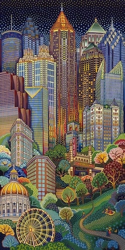 "Atlanta" Acrylic, 24" x 48"by artist Daniella Willet-Rabin. See her portfolio by visiting www.ArtsyShark.com 