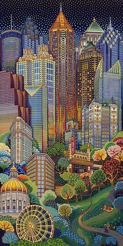 "Atlanta" Acrylic, 24" x 48"by artist Daniella Willet-Rabin. See her portfolio by visiting www.ArtsyShark.com