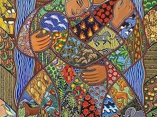 "Celebration of Love" Acrylic, 30" x 40" by artist Daniella Willet-Rabin. See her portfolio by visiting www.ArtsyShark.com